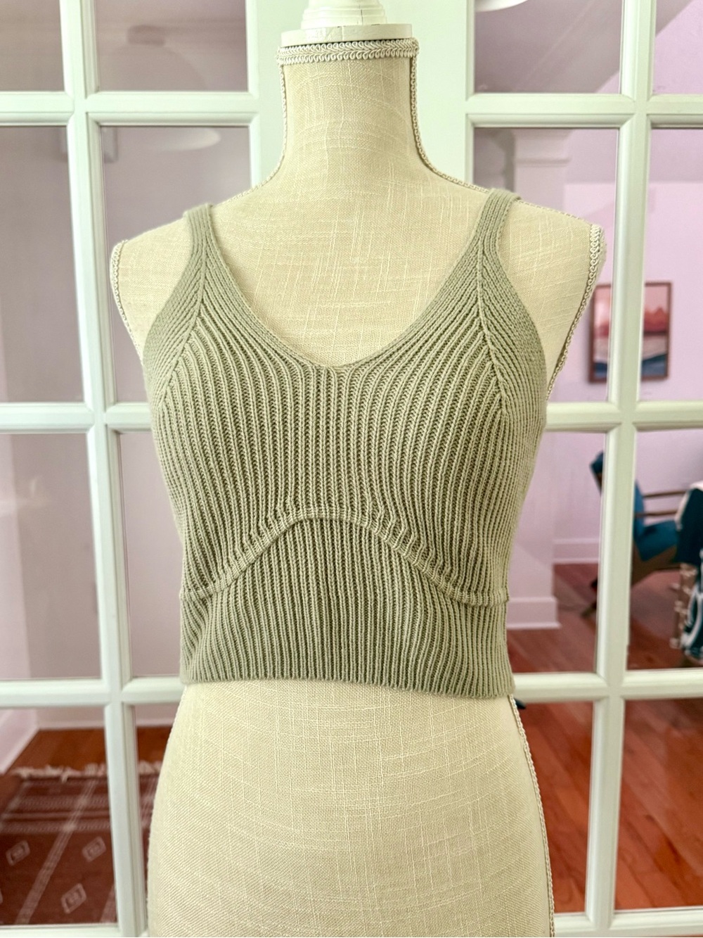 Taupe Knit Cropped Tank